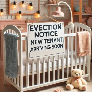 Tenant eviction baby 2 announcement to family and friends