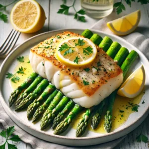 Baked Cod with Asparagus and Lemon