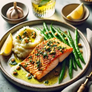 Baked Salmon with Garlic-Infused Olive Oil & Mashed Potatoes