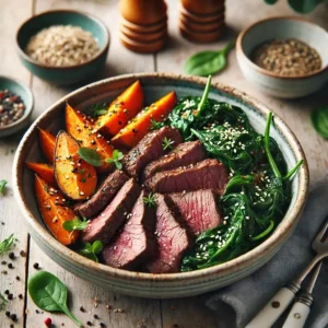 Beef & Sweet Potato Bowl with Spinach