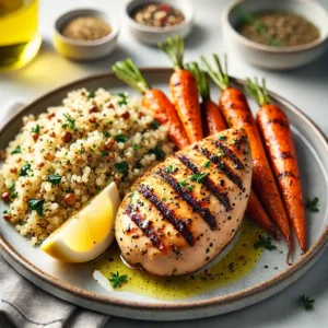 Grilled Lemon Herb Chicken with Roasted Carrots & Quinoa