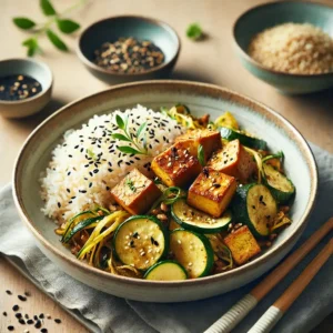 Stir-Fried Tofu with Zucchini & Jasmine Rice