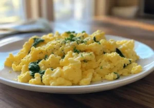 Scrambled Eggs with Cottage Cheese and Spinach