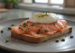 Smoked Salmon and Poached Egg on Whole-Grain Bread