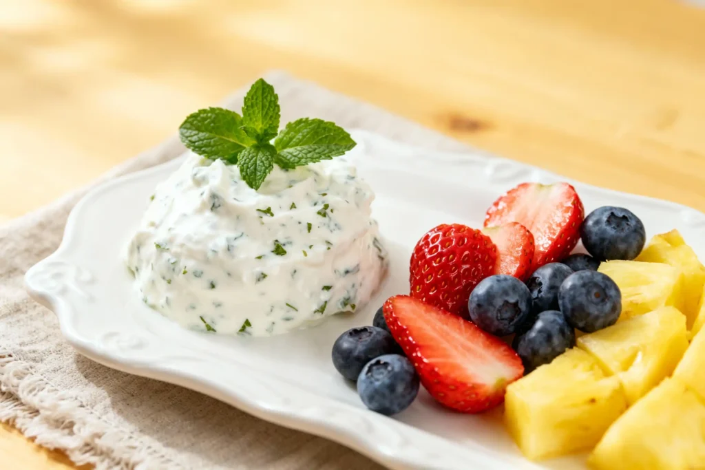 Greek Yogurt Peppermint Dip With Fruit