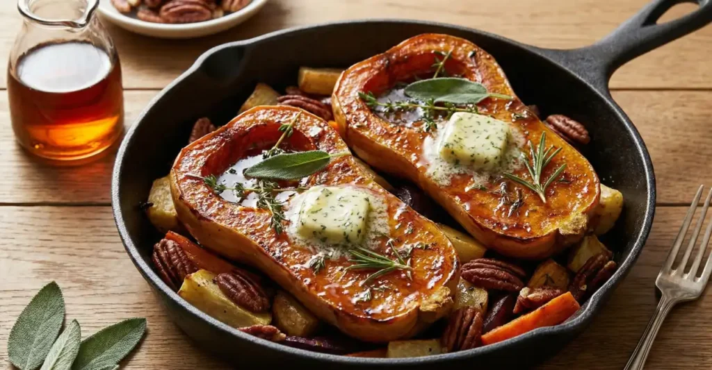 Maple-Roasted Butternut Squash Steaks with Herb Butter