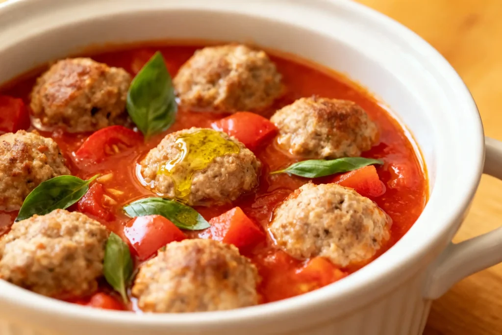 Slow Cooker Turkey Meatballs in Tomato Basil Sauce