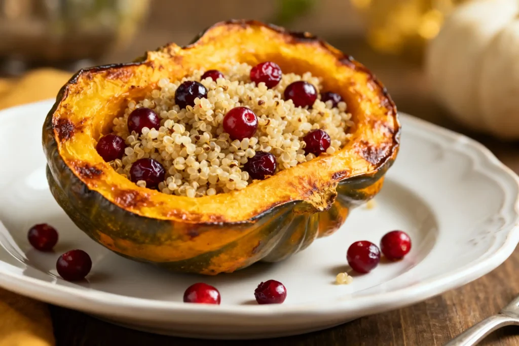 Stuffed Acorn Squash With Quinoa & Cranberries