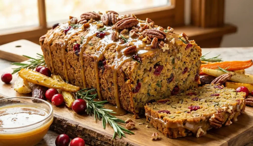 Vegan Lentil & Walnut Holiday Loaf (with Maple Glaze)